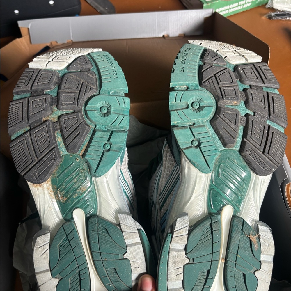 Balenciaga White and Teal Athletic Sneakers - Picture 4 of 5